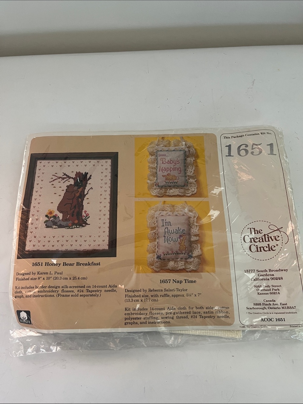 The Creative Circle Honey Bear Breakfast Cross Stitch Kit - Cream/Brown